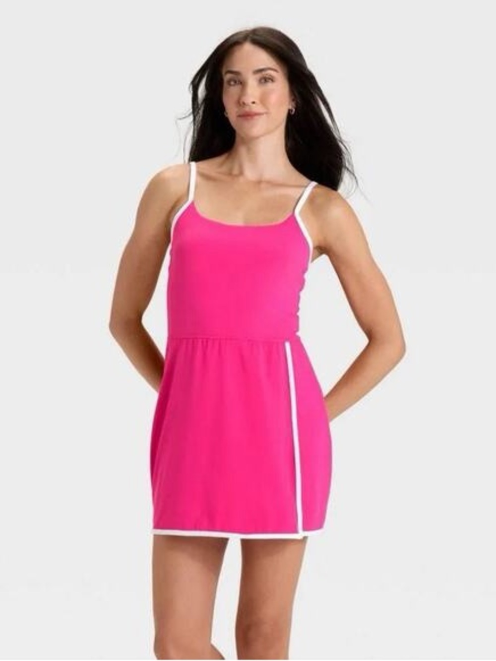 all in motion Hot Pink Mini Dress with White Trim
